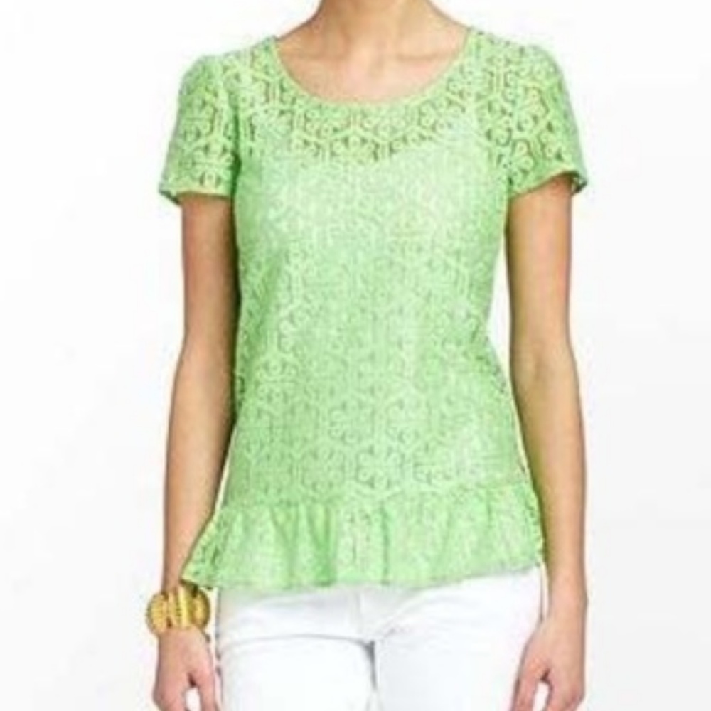 Lillt Pulitzer Green Lace Darla Top